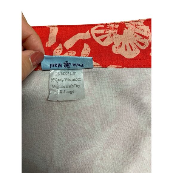 RIP SKIRT HAWAII LENGTH 2 CORAL HIBISCUS FLORAL QUICK WRAP SZ XL TRAVEL COVER UP - Picture 4 of 7